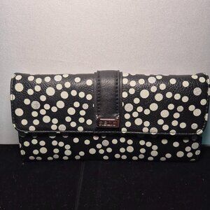 Relic by Fossil Womens Long Wallet Credit Card ID Holder Polka Dot Black & White